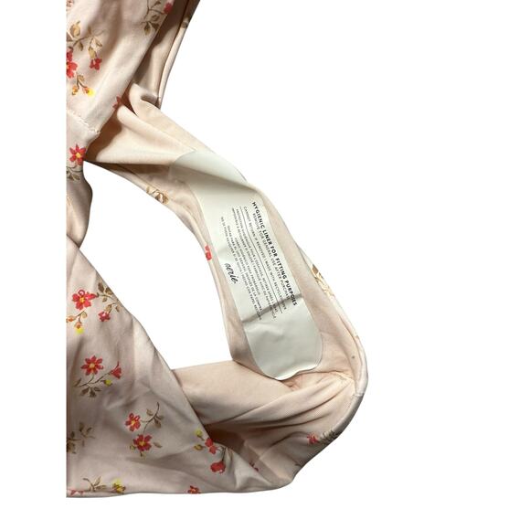 Aerie Two Piece Swimsuit Bikini Bandeau Top Cheeky Bottoms Ditsy Floral Pink S - Picture 5 of 5